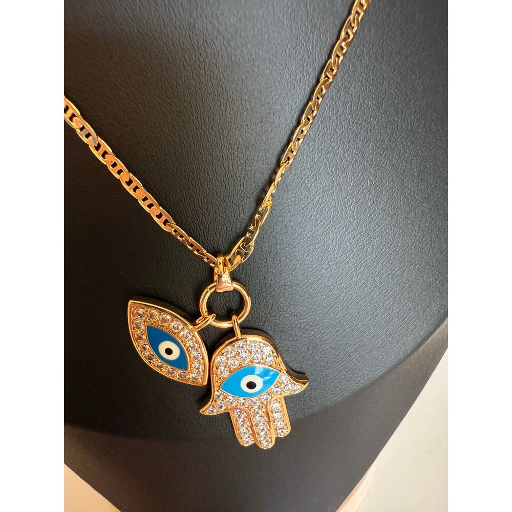 ✨ Gold Plated 18k Evil Eye + Hamsa 5-Piece Matching Set | New